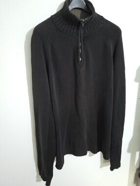 Y2K Brody Ribbed Mock Neck 1/4 Zip Knit Sweater Charcoal Size XXL 100% Cotton